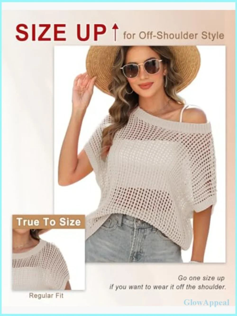 Crochet Knit Swim Coverup - Scoop Neck Short Sleeve Beach Top